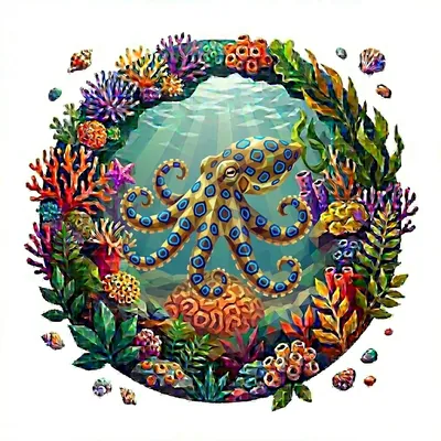 The 'Blue-Ringed Octopus' badge — Reef Legend, one of Cloodit's 106 collectible badges