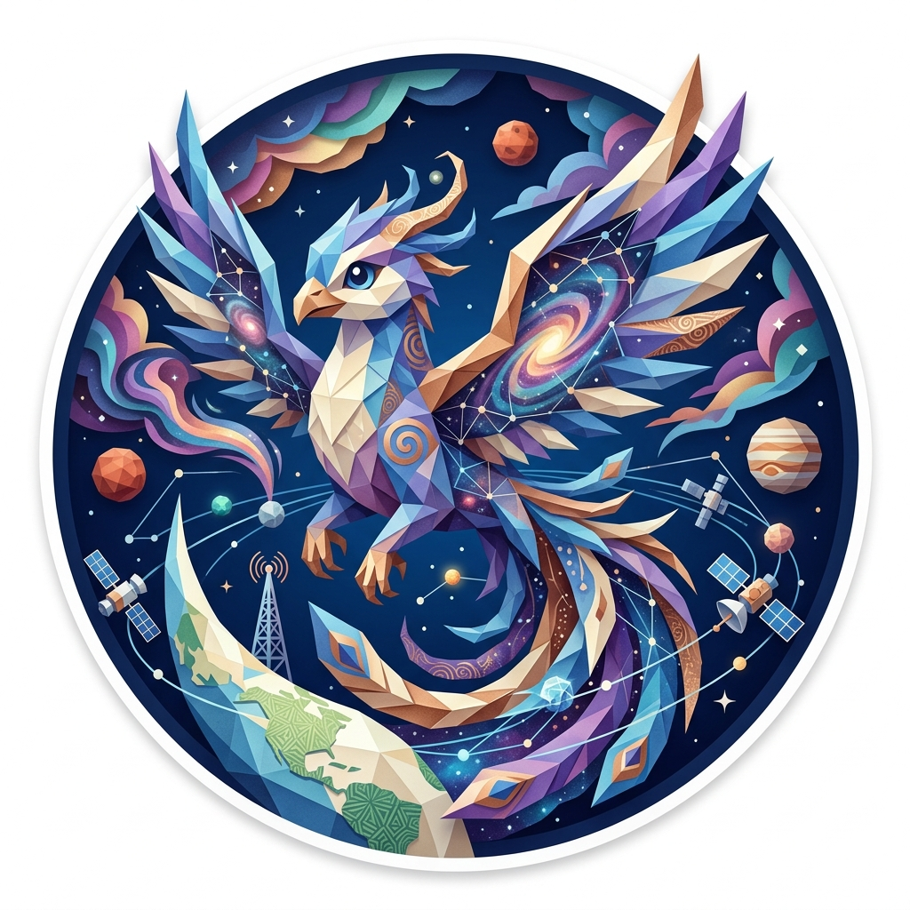 The 'Galaxy Phoenix' badge — Python Master, one of Cloodit's 106 collectible badges