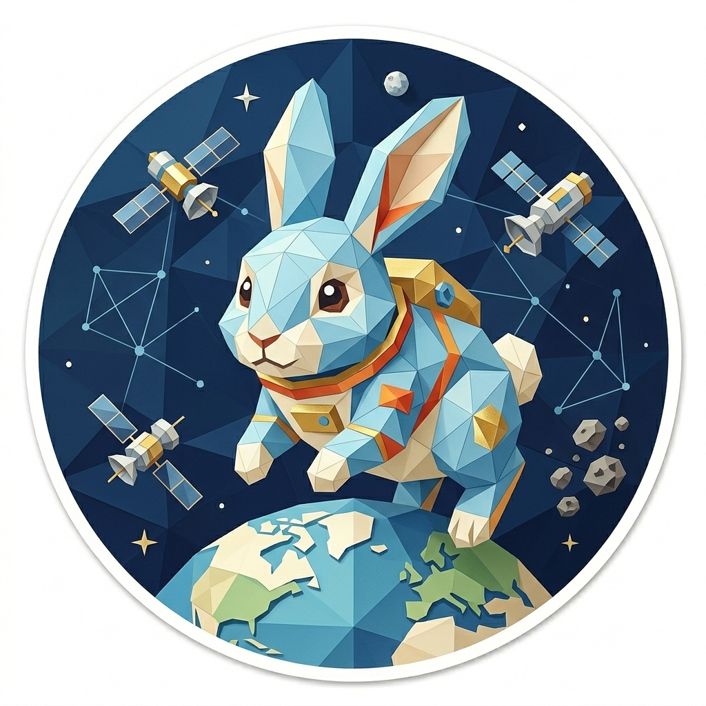 The 'Space Rabbit' badge — Launch Pad, one of Cloodit's 106 collectible badges